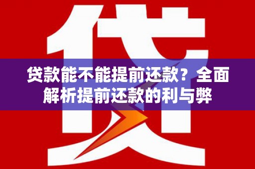大甲贷款能不能提前还款？全面解析提前还款的利与弊
