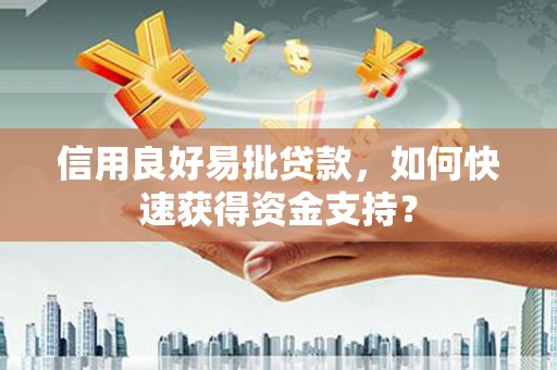 清河信用良好易批贷款，如何快速获得资金支持？