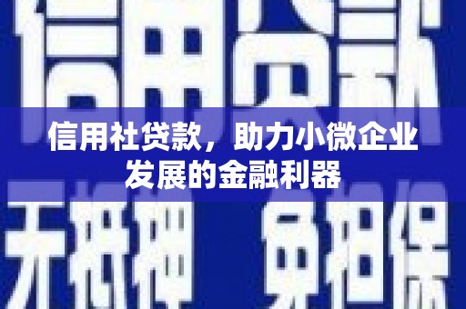 玉门信用社贷款，助力小微企业发展的金融利器