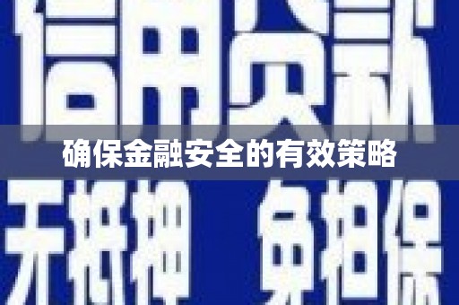 冕宁确保金融安全的有效策略